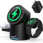 ZEEHOO 3 in 1 Charging Station for Apple Devices, Mag-Safe Charger Stand, Qi2 15W Auto-Rotating Wireless Charger for iPhone